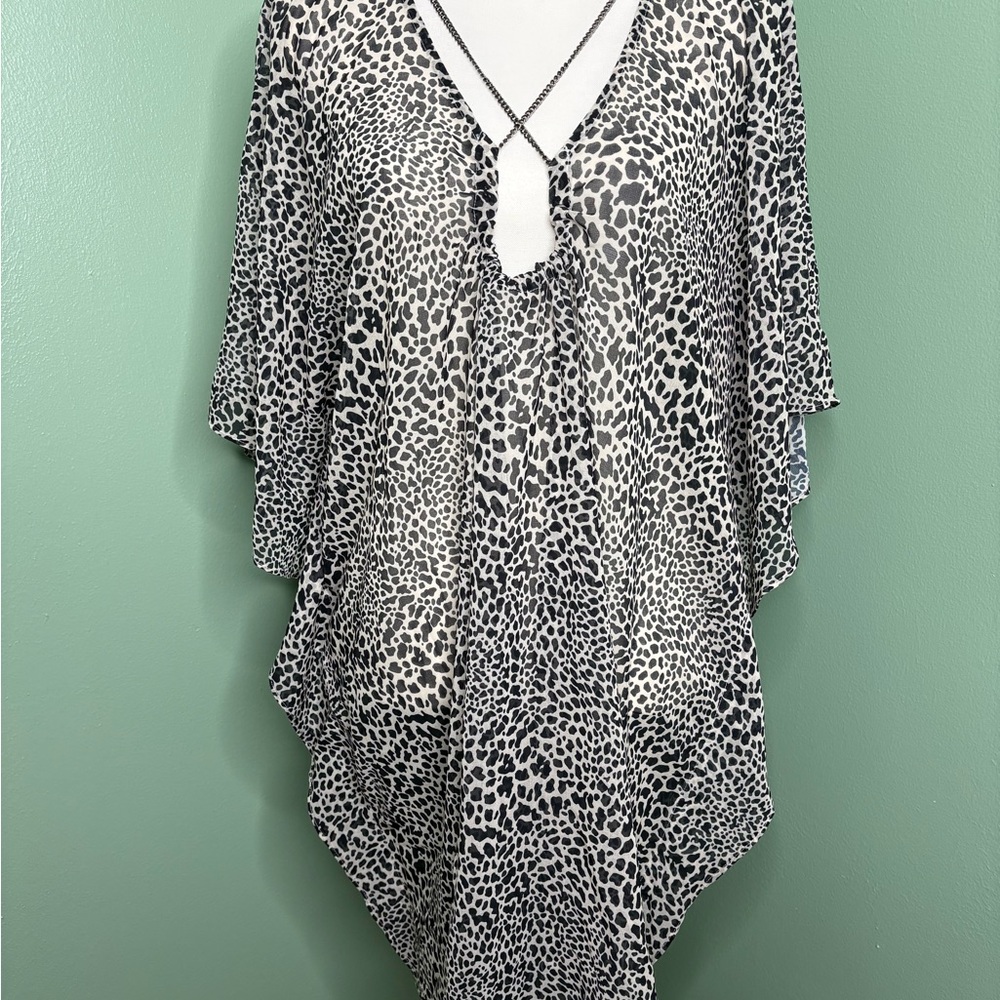 Michael Kors Black and White Animal Print swim cover up medium large - Picture 1 of 11